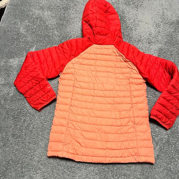 Columbia Coat Kid Youth Girls Medium 10-12 Omni Heat Puffer Hooded Orange Jacket - Picture 5 of 10
